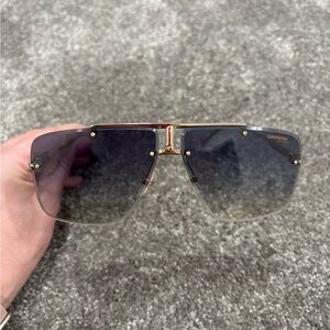 Carrera Rimless Square Sunglasses Gold Frame Gradient Lens Unisex